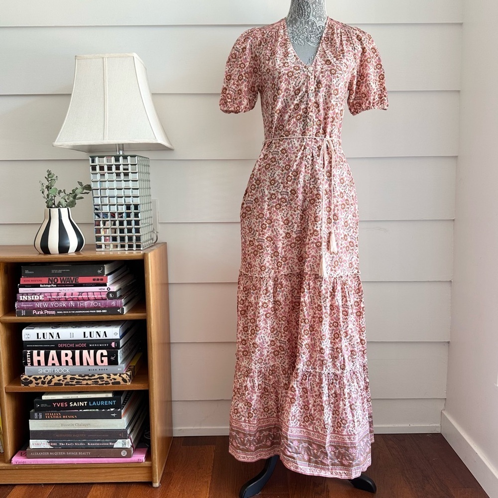 Faherty Orinda Maxi Dress in Earth Block Floral Print size XS - Picture 2 of 8